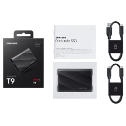 SAMSUNG Portable SSD T9 USB 3.2 Gen 2x2 1TB, Black