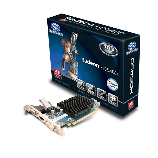 SAPPHIRE HD5450/VGA/DVI-I/HDMI/ AMD 1GB GDDR3 64bit PCIe videokártya