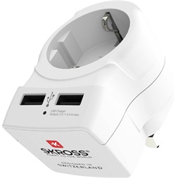 SKROSS csatlakozó átalakító az Egyesült Királyságba, beépített USB töltővel (Újszerű)