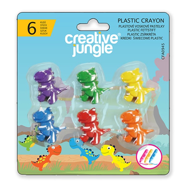 Sakota Creative Jungle Dinó 6 db-os plasztik zsírkréta készlet