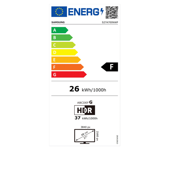 Samsung 27" LS27A700NWPXEN UHD HDMI/DP HDR10 monitor