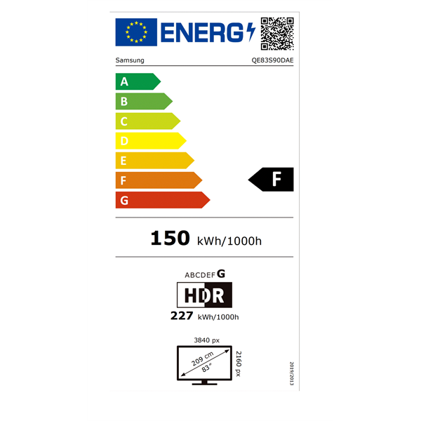 Samsung 83" QE83S90DAEXXH 4K UHD AI Smart OLED TV
