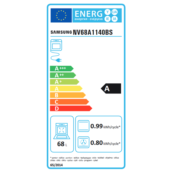 Samsung NV68A1140BS/ZE inox, beépíthető, sütőtér: 68L, grill, légkeverés, katalitikus, sütő