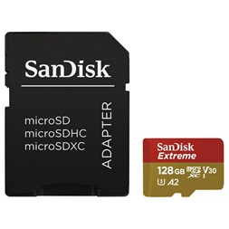 Sandisk 128GB SD micro Extreme (SDXC Class 10 UHS-I U3) memória kártya