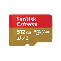 Sandisk 512GB SD micro Extreme (SDXC Class 10 UHS-I U3) memória kártya