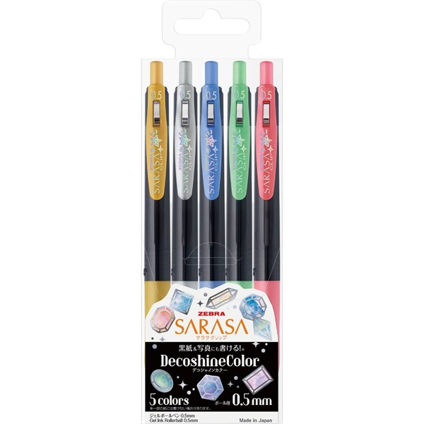 Zebra Sarasa Clip 0,5 Decoshine 5 Colour Set zselés toll