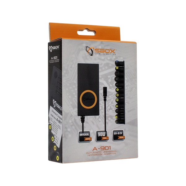 Sbox A-901 90W,12 csatlakozó univerzális automata notebook töltő