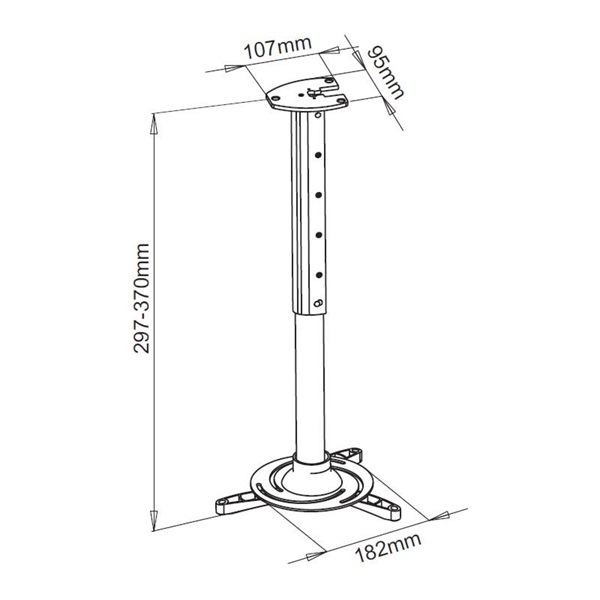 Sbox PM-102 mennyezeti projektor tartó 15kg, 297-370mm