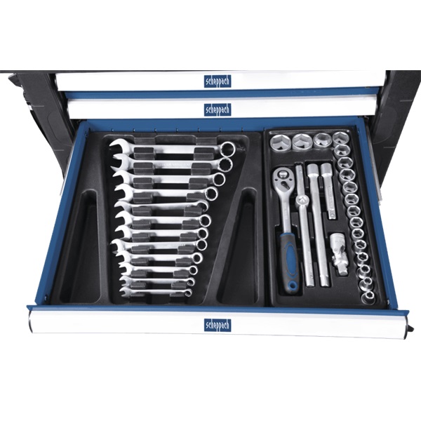 Scheppach TW 1000 263 db szerszámmal 7 fiókos műhelykocsi