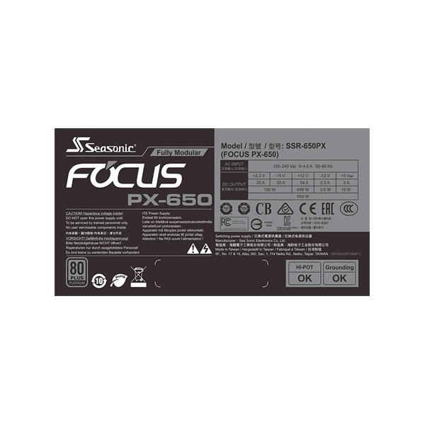 Seasonic Prime PX ATX gaming tápegység 650W 80+ Platinum BOX