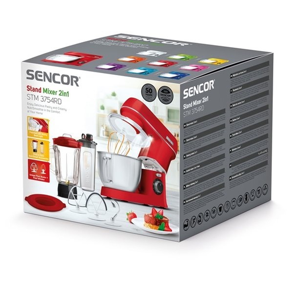 Sencor STM 3754RD 800W, 4L, piros konyhai robotgép