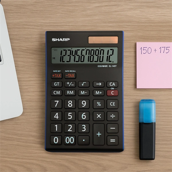 Sharp EL145TBL napelemes asztali számológép