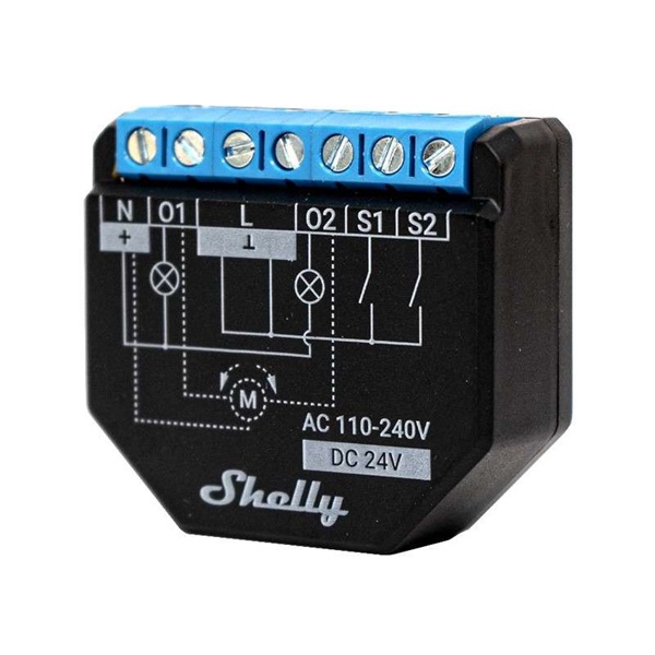 Shelly PLUS2PM-2 csatornás WiFi-s okos relé mérővel