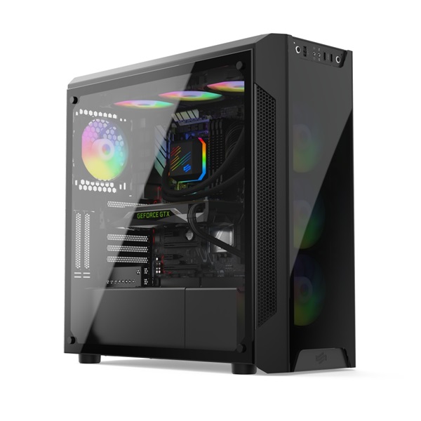 SilentiumPC Armis AR7X EVO TG ARGB Fekete (Táp nélküli) ablakos ATX ház