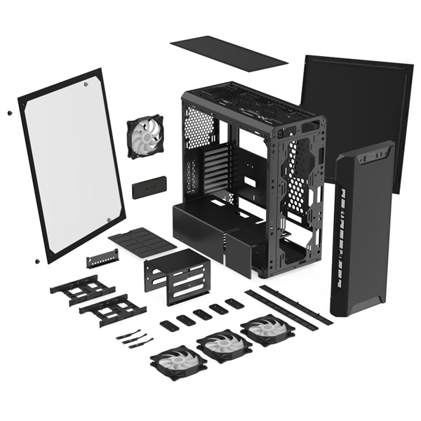 SilentiumPC Armis AR7X EVO TG ARGB Fekete (Táp nélküli) ablakos ATX ház