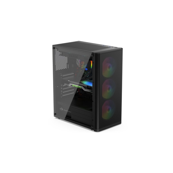 SilentiumPC Ventum VT2 EVO TG ARGB Fekete (Táp nélküli) ablakos ATX ház