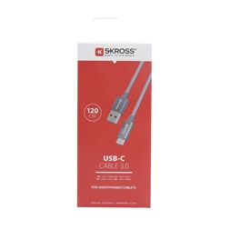 Skross USB-C-120-STEEL 1,2m USB/Type-C adat- és töltőkábel