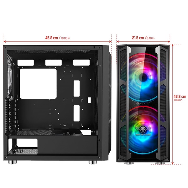 Spirit of Gamer GHOST 5 RGB fekete ablakos táp nélküli ATX ház