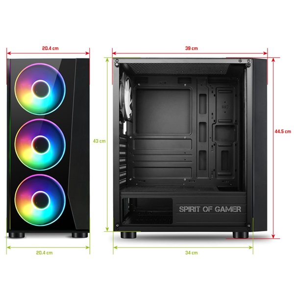 Spirit of Gamer GHOST III RGB fekete ablakos táp nélküli ATX ház