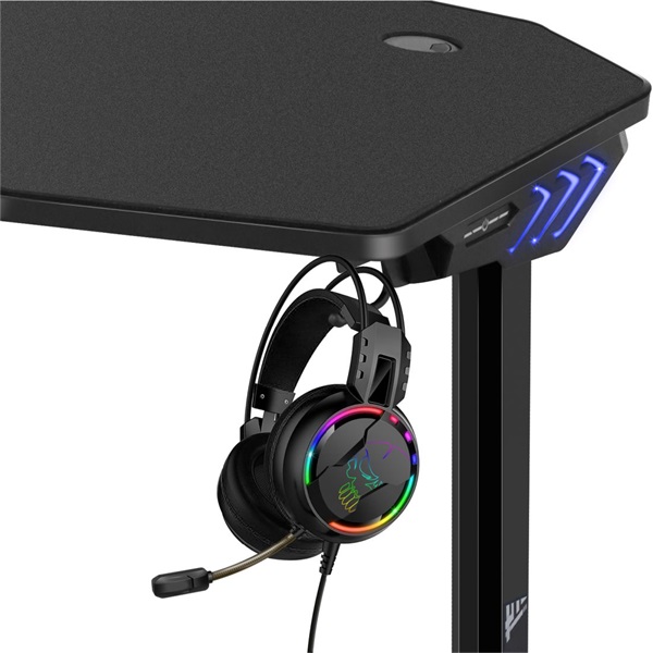 Spirit of Gamer Headquarter 400 RGB LED fekete gamer asztal