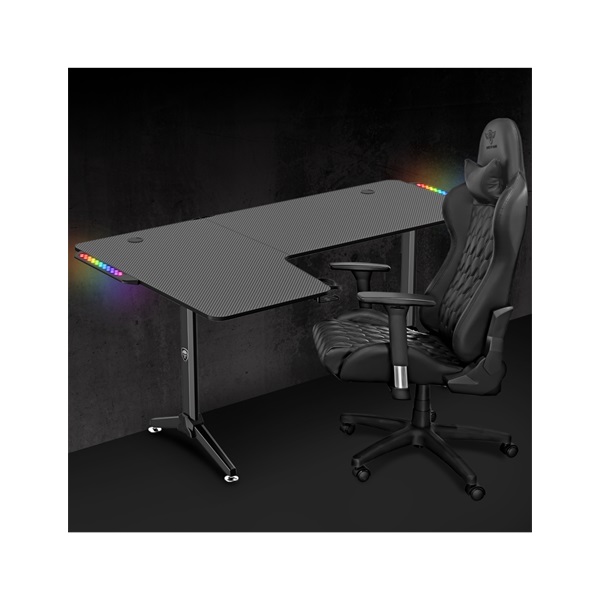 Spirit of Gamer Headquarter 600 L RGB LED fekete gamer asztal