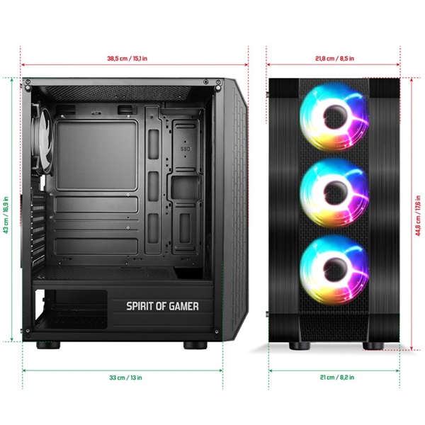 Spirit of Gamer Rogue VI RGB fekete ablakos táp nélküli ATX ház