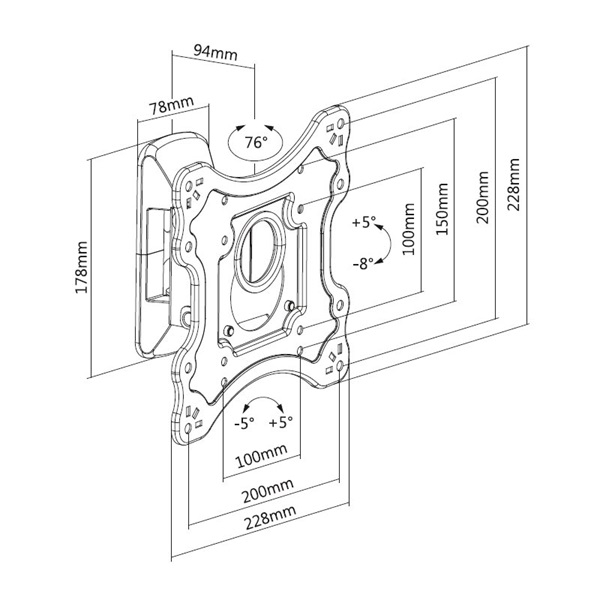 Stell SHO 7500 23"-42" VESA 200x200 dönthető fali konzol