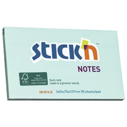 Stick`N 76x127mm 90lap környezetbarát pasztell kék jegyzettömb