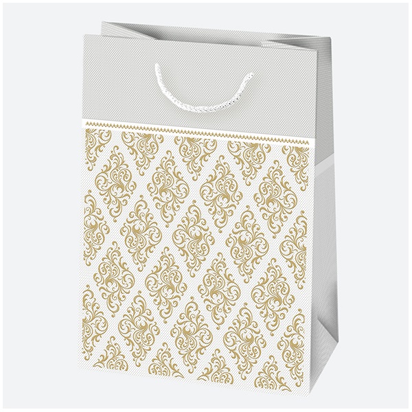 IRIS LUX ajándéktasak, különböző mintákkal, arany, 230x320x110 mm