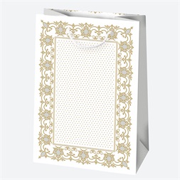 IRIS LUX ajándéktasak, különböző mintákkal, arany, 230x320x110 mm