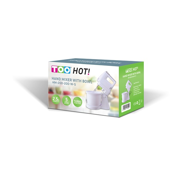 TOO HM-200-200 fehér tálas mixer
