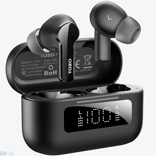 TOZO Aerosound 2 NC True Wireless Bluetooth fekete fülhallgató