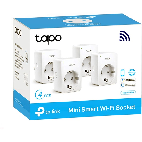 TP-Link Tapo P100 Távolról vezérelhető 2,4GHz Wi-Fi-s Smart Plug Dugalj (4db-os)