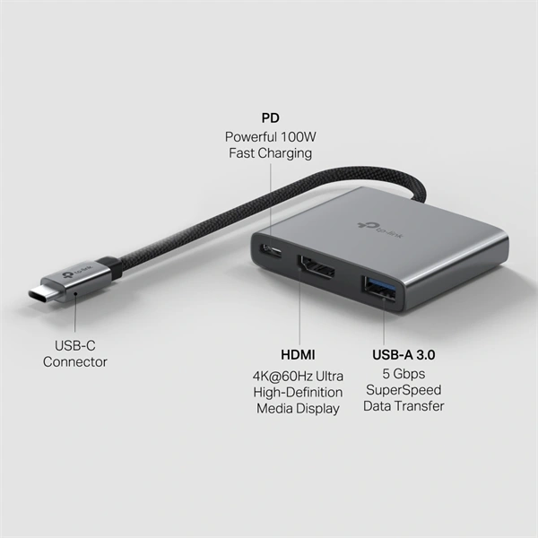 TP-LINK UH3020C 3in1 Hub USB-C csatlakozással