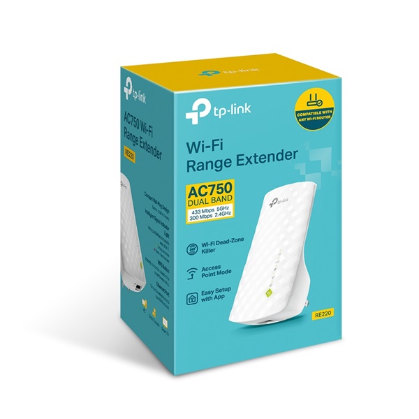 TP-Link RE220 AC750 Mesh Wi-Fi tartomány bővítő, hatótávnövelő