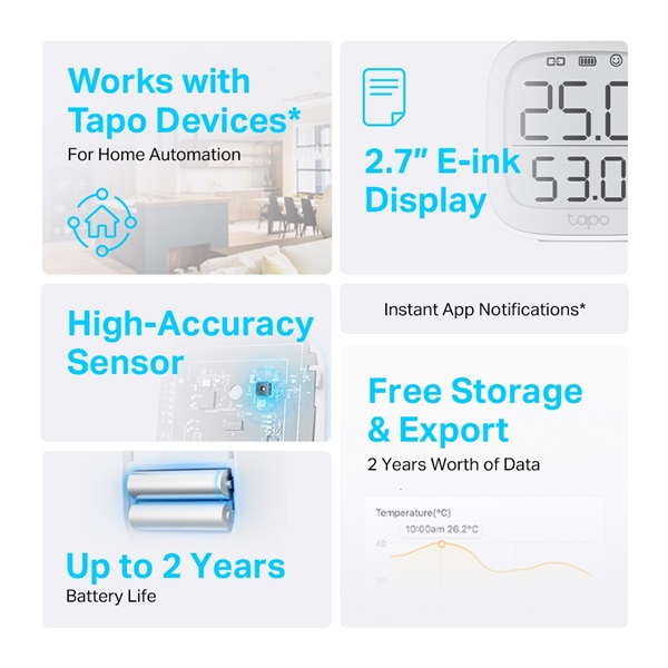 TP-Link Tapo T315 fehér okos hőmérséklet és páratartalom jelző