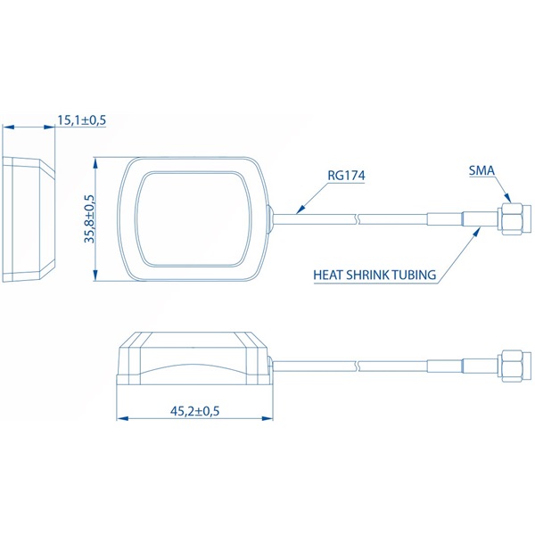 Teltonika PR1KSG30 GNSS ragasztással rögzíthető SMA antenna