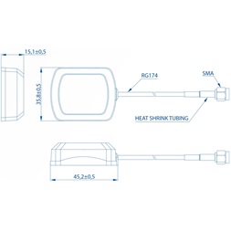 Teltonika PR1KSG30 GNSS ragasztással rögzíthető SMA antenna