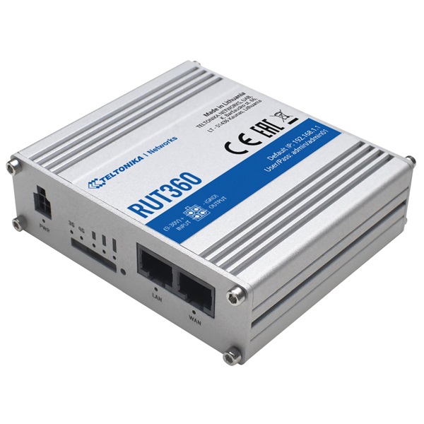 Teltonika RUT360 1x10/100Mbps LAN 1xminiSIM 4G/LTE CAT6 Vezeték nélküli ipari router