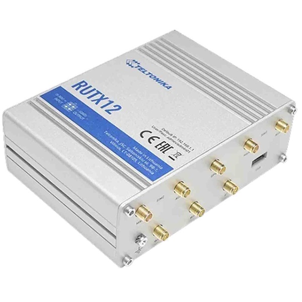 Teltonika RUTX12DUAL 4xGbE LAN 2xminiSIM 4G/LTE CAT6 Bluetooth Dual Band Vezeték nélküli Gigabit ipari router