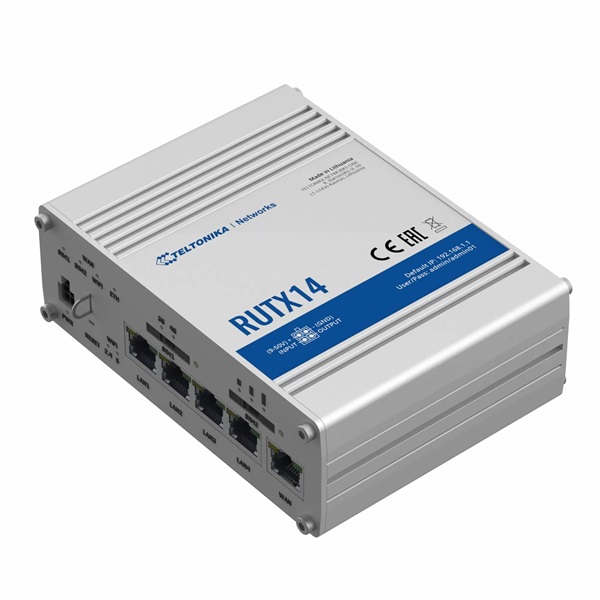 Teltonika RUTX14 4xGbE LAN 2xminiSIM 4G/LTE CAT12 Bluetooth Dual Band Vezeték nélküli Gigabit ipari router
