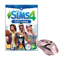 The SIMS 4 City Living PC játékszoftver + Trust GXT 101P Gav USB gamer pink egér csomag