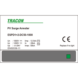 Tracon ESPD1+2-DC50-1000 egybeépített T1+T2 DC típusú túlfeszültséglevezető