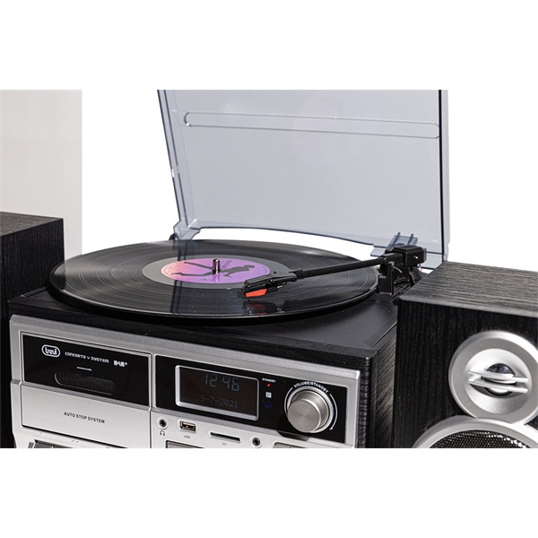 Trevi TT 1072 E fekete retro bakelit lemezjátszó/mini hifi rendszer