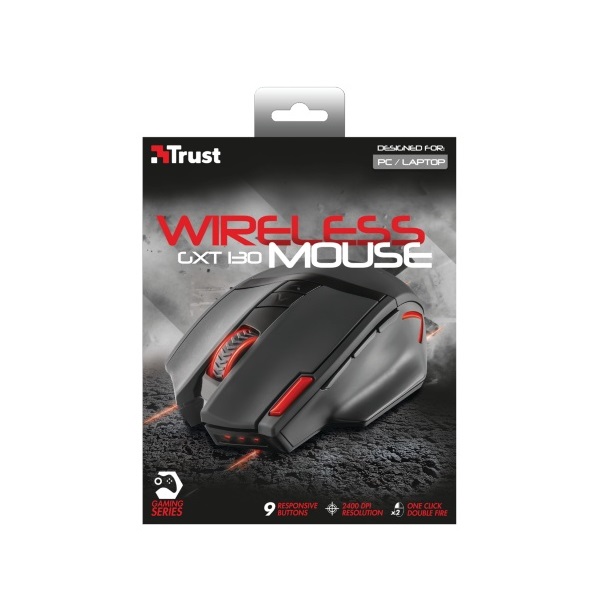 Trust GXT 130 Ranoo vezeték nélküli fekete gamer egér