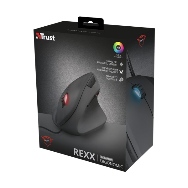 Trust GXT 144 Rexx Vertical fekete gamer egér