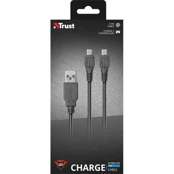 Trust 20165 GXT 222 Duo Charge & Play PS4 fekete kábel