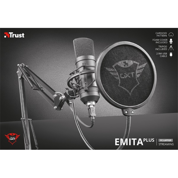 Trust GXT 252+ Emita Plus Streaming USB gamer mikrofon