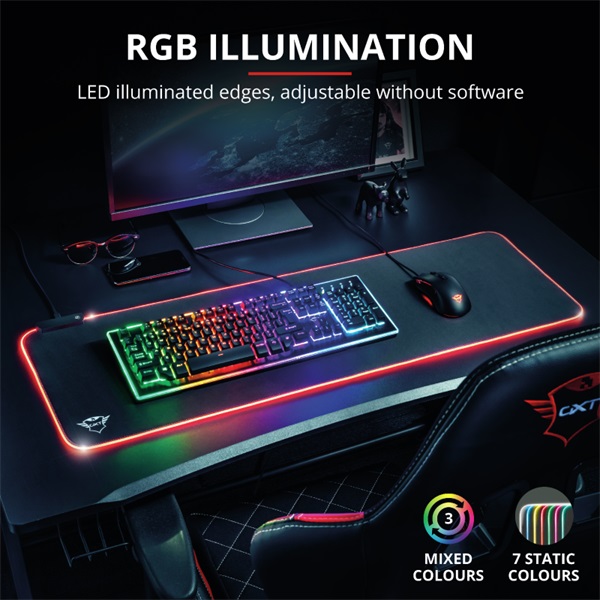 Trust GXT 764 Glide-Flex RGB  XXL világító fekete gamer egérpad