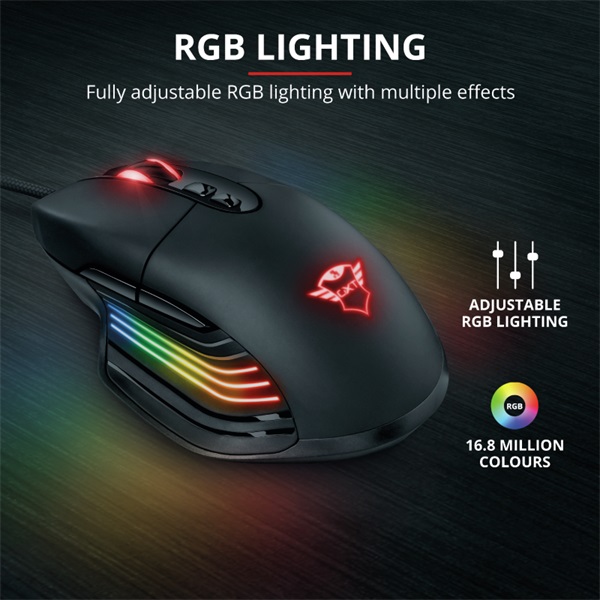 Trust GXT 940 Xidon RGB fekete gamer egér